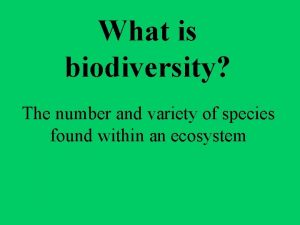 What is biodiversity The number and variety of