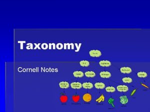Taxonomy Cornell Notes Taxonomy The science of grouping