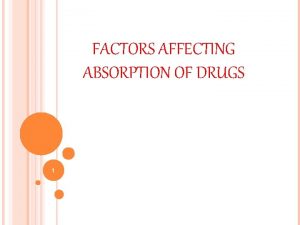 FACTORS AFFECTING ABSORPTION OF DRUGS 1 FACTORS AFFECTING