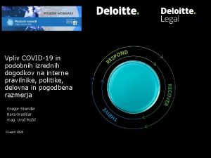 Deloitte COVID19 Vpliv COVID19 in podobnih izrednih dogodkov