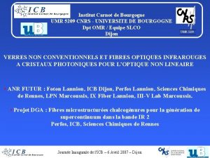 Institut Carnot de Bourgogne UMR 5209 CNRS UNIVERSITE