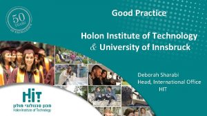 Good Practice Holon Institute of Technology University of