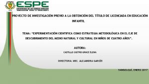 PROYECTO DE INVESTIGACIN PREVIO A LA OBTENCIN DEL