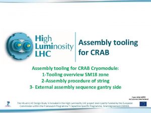 Assembly tooling for CRAB Cryomodule 1 Tooling overview