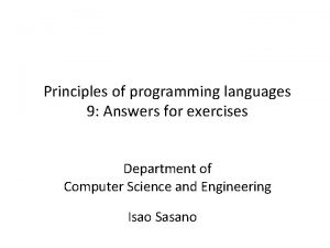 Principles of programming languages 9 Answers for exercises