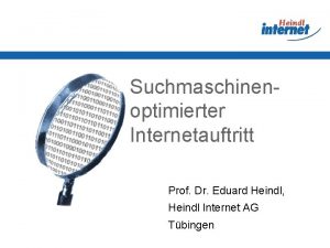 Suchmaschinenoptimierter Internetauftritt Prof Dr Eduard Heindl Heindl Internet