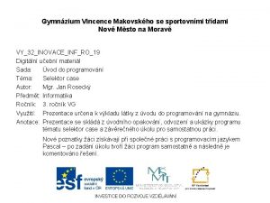 Gymnzium Vincence Makovskho se sportovnmi tdami Nov Msto