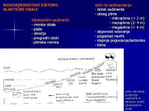 NIZKOENERGETSKI SISTEMI KLASTINE OBALE Siliciklastini sedimenti morske obale