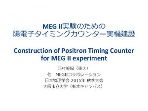 Contents Introduction Physics Motivation MEG II Experiment Positron