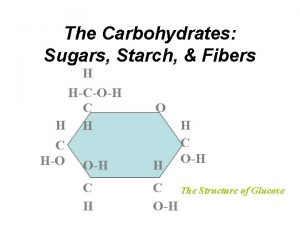 The Carbohydrates Sugars Starch Fibers H HCOH C