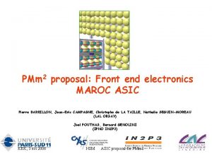 PMm 2 proposal Front end electronics MAROC ASIC