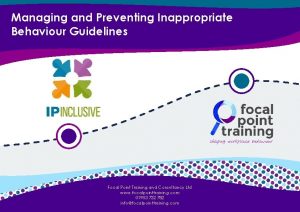 Managing and Preventing Inappropriate Behaviour Guidelines Diversity Inclusion