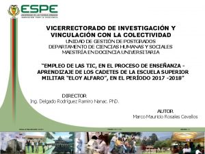 VICERRECTORADO DE INVESTIGACIN Y VINCULACIN CON LA COLECTIVIDAD