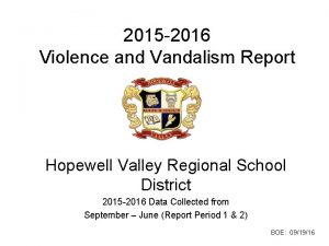 2015 2016 Violence and Vandalism Report Hopewell Valley