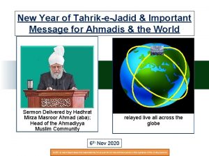 New Year of TahrikeJadid Important Message for Ahmadis