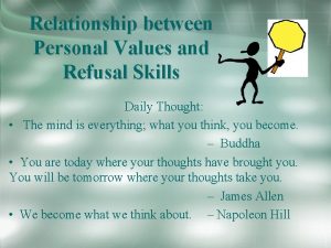 Relationship between Personal Values and Refusal Skills Daily