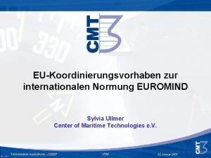 EUKoordinierungsvorhaben zur internationalen Normung EUROMIND Sylvia Ullmer Center