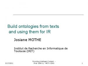 Build ontologies from texts and using them for