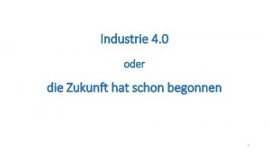 Industrie 4 0 oder die Zukunft hat schon