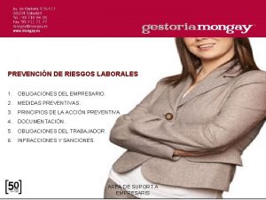 PREVENCIN DE RIESGOS LABORALES 1 OBLIGACIONES DEL EMPRESARIO