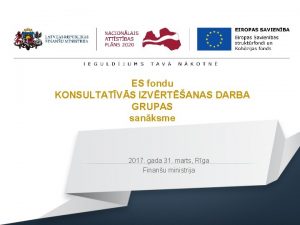 ES fondu KONSULTATVS IZVRTANAS DARBA GRUPAS sanksme 2017