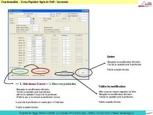 Fonctionnalits Ecran Ppinire Sapin de Nol Inventaire Quitter