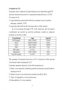 Leachate in L F Leachate can be defined