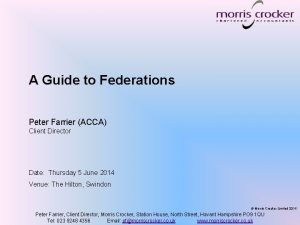 A Guide to Federations Peter Farrier ACCA Client