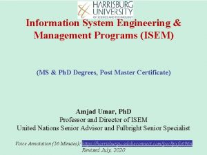 Information System Engineering Management Programs ISEM MS Ph