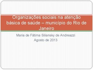 Organizaes sociais na ateno bsica de sade municpio