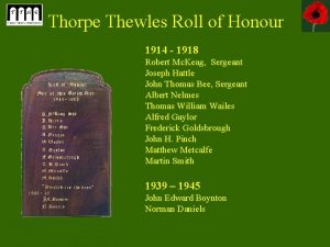 Thorpe Thewles Roll of Honour 1914 1918 Robert