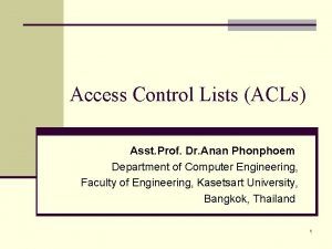 Access Control Lists ACLs Asst Prof Dr Anan