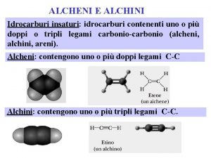 ALCHENI E ALCHINI Idrocarburi insaturi idrocarburi contenenti uno