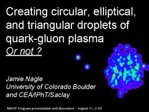 Creating circular elliptical and triangular droplets of quarkgluon