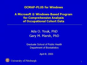 OCMAPPLUS for Windows A Microsoft WindowsBased Program for