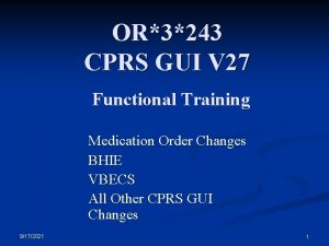 OR3243 CPRS GUI V 27 Functional Training Medication