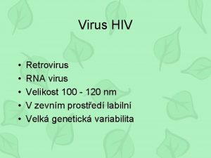 Virus HIV Retrovirus RNA virus Velikost 100 120