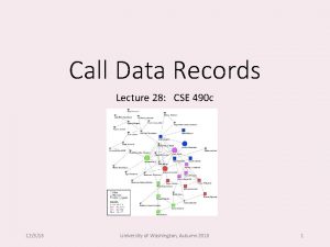 Call Data Records Lecture 28 CSE 490 c