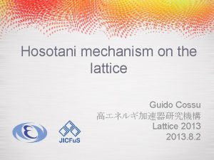 Hosotani mechanism on the lattice Guido Cossu Lattice