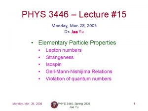 PHYS 3446 Lecture 15 Monday Mar 28 2005