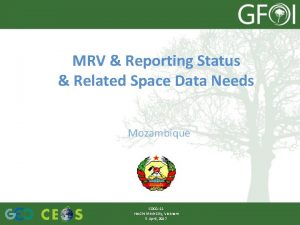 MRV Reporting Status Related Space Data Needs Mozambique