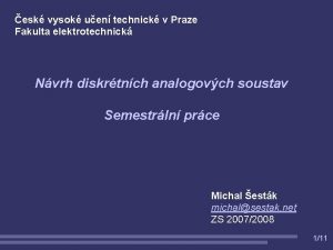 esk vysok uen technick v Praze Fakulta elektrotechnick