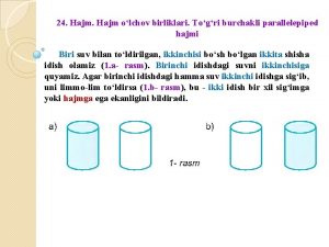 Hajm o'lchov birliklari jadvali