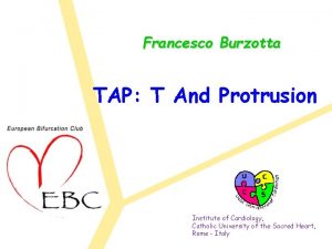 Francesco Burzotta TAP T And Protrusion Institute of