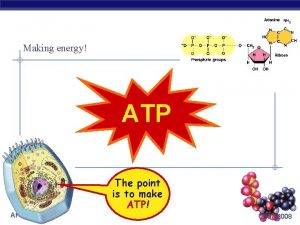 Making energy ATP The point is to make