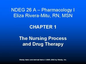 NDEG 26 A Pharmacology I Eliza RiveraMitu RN