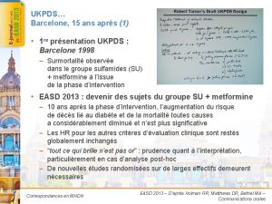 UKPDS Barcelone 15 ans aprs 1 1 re