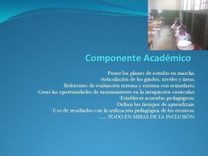 Gestin Componente Acadmico Poner los planes de estudio