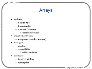 COSC 4 P 75 Arrays attributes element type