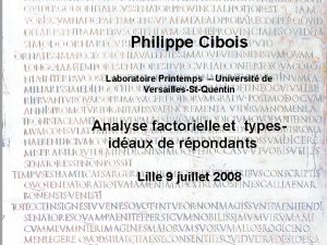 Philippe Cibois Laboratoire Printemps Universit de VersaillesStQuentin Analyse